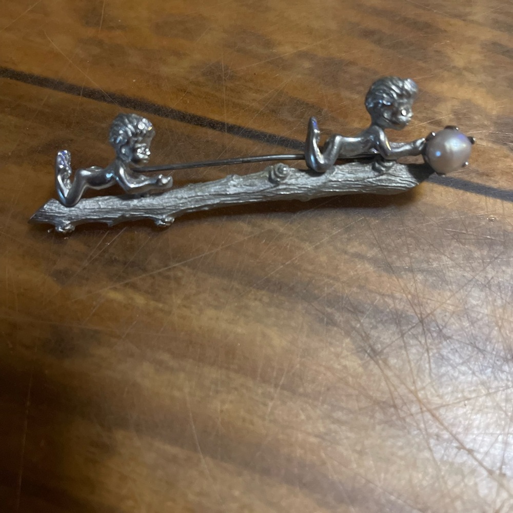 Vintage Silver Cherub Brooch unique rare
